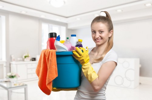 Local cleaner working in a Kentishtown apartment building