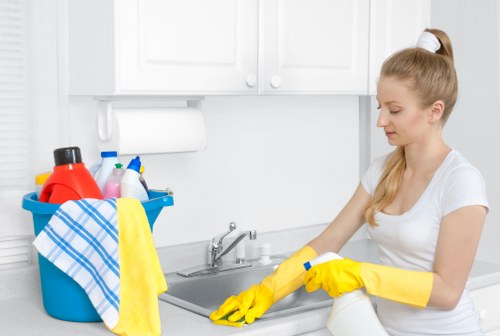 Local cleaner working in a Kentishtown apartment building