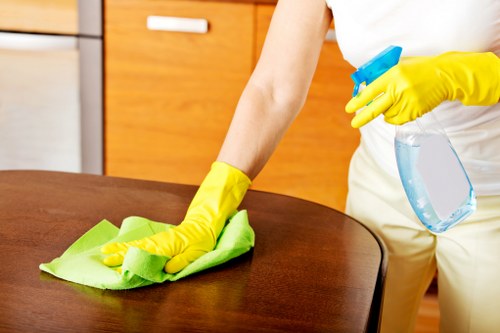 Cleaning team maintaining shared office kitchen and touchpoints in Kentishtown